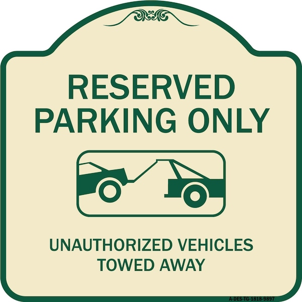 Designer Series-Resident Parking Unauthorized Vehicles Towed Away With Gr, 18" x 18", TG-1818-9897